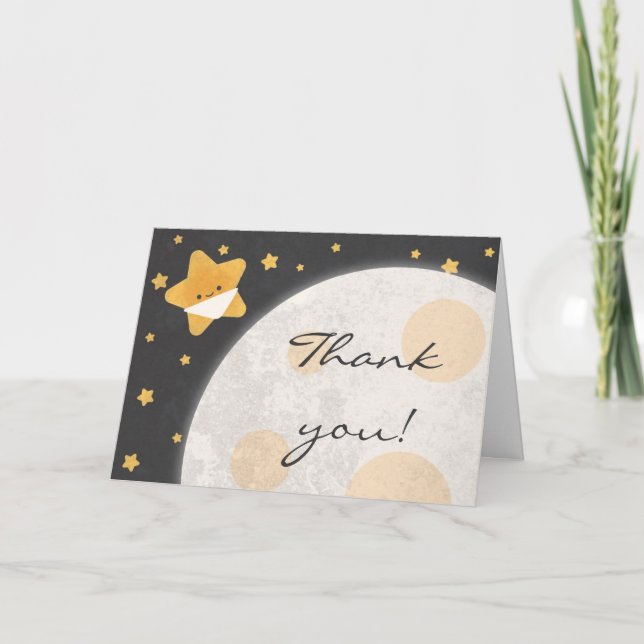 Tarjeta De Agradecimiento Gracias Twinkle Little Star Black and Yellow (Anverso)