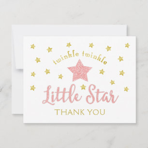 Tarjeta De Agradecimiento Gracias Twinkle Twinkle Little Star Pink Gold