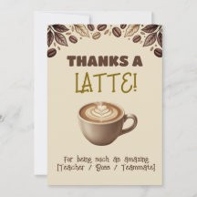 Tarjeta de agradecimiento Gracias un Café