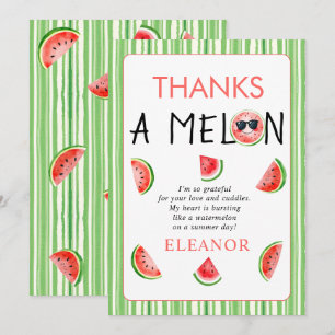 Tarjeta De Agradecimiento Gracias un Melón acuarela sandía 1er cumpleaños