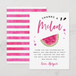 Tarjeta De Agradecimiento Gracias Un Melón Cumpleaños Sandía Rosa
