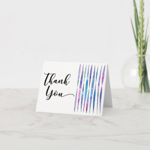 Tarjeta De Agradecimiento Gracias Únicos en Blanco, Morado, Rosa y Azul con