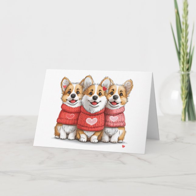 Tarjeta De Agradecimiento Gracias Valentines Pembroke Welsh Corgi Dogs (Anverso)