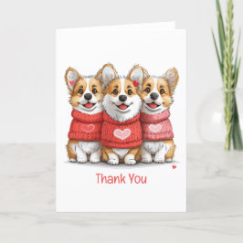 Tarjeta De Agradecimiento Gracias Valentines Pembroke Welsh Corgi Dogs