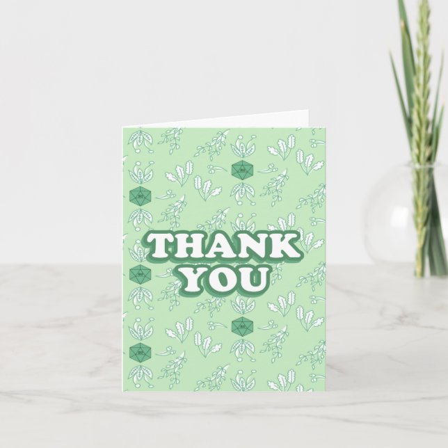 Tarjeta De Agradecimiento gracias - verde d20 (Anverso)