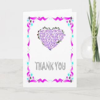 Tarjeta De Agradecimiento Gracias - Versículo de la Biblia, corazón de lila