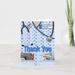 Tarjeta De Agradecimiento Gracias Veterinario En Azul
