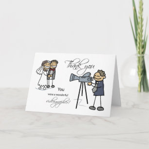 Tarjeta De Agradecimiento Gracias Videógrafo de Boda, Figuras de Palitos