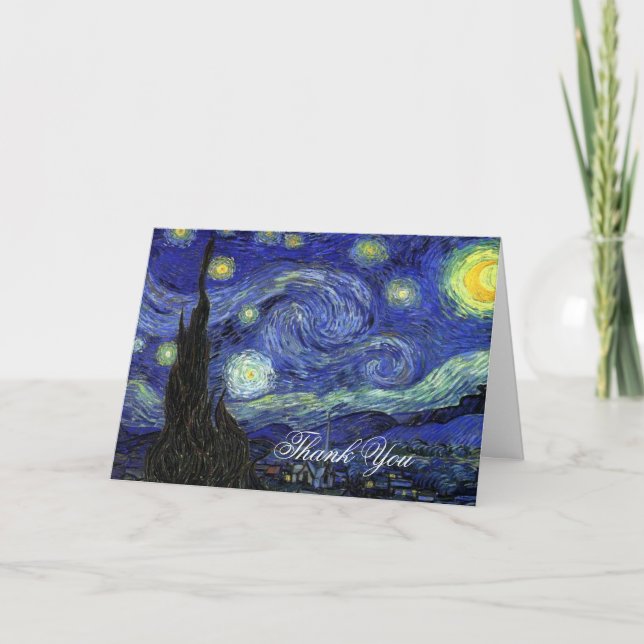 Tarjeta De Agradecimiento Gracias. Vincent van Gogh, Noche estrellada (Anverso)