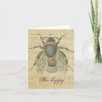 Gracias Vintage Bee Sheet Music Notes Bee Happy