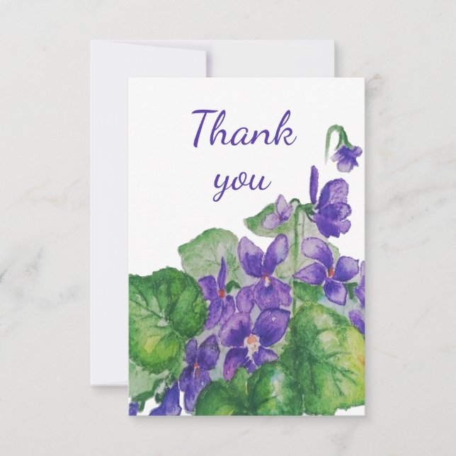 Tarjeta De Agradecimiento Gracias Violeta Flor De Jardín Salvaje (Anverso)