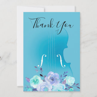 Tarjeta De Agradecimiento gracias violín de ramo azul