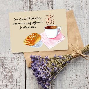 Tarjeta De Agradecimiento Gracias Voluntario Café Con Croissant De Almendra