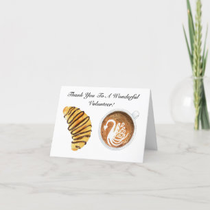 Tarjeta De Agradecimiento Gracias Voluntario Latte Con Croissant De Chocolat