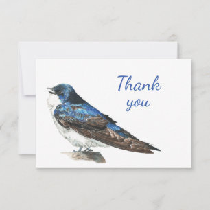 Tarjeta De Agradecimiento Gracias Watercolor Barn Swallow Wildlife Nature