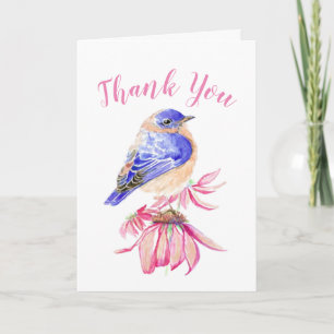 Tarjeta De Agradecimiento Gracias Watercolor Bluebird Scripting Bird Art