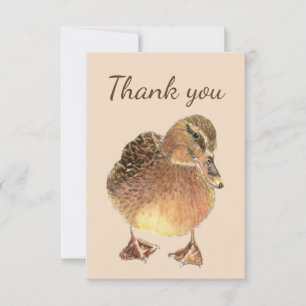 Tarjeta De Agradecimiento Gracias Watercolor Curious Farm Duck Bird