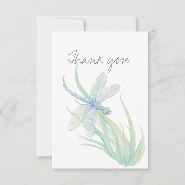Tarjeta De Agradecimiento Gracias Watercolor Dragonfly Nature Art (Anverso)