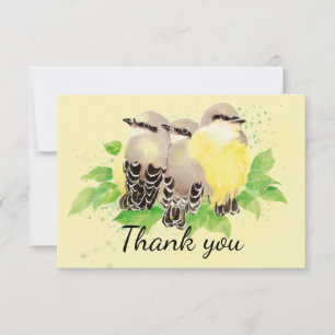 Tarjeta De Agradecimiento Gracias Watercolor Kingbird Bird Family Art