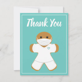 Tarjeta De Agradecimiento Gracias White Scrubs Gingerbread Man
