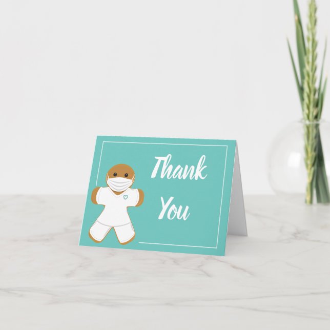 Tarjeta De Agradecimiento Gracias White Scrubs Gingerbread Man Personalizado (Anverso)