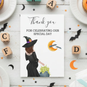 Tarjeta De Agradecimiento Gracias Witch Baby Shower Halloween