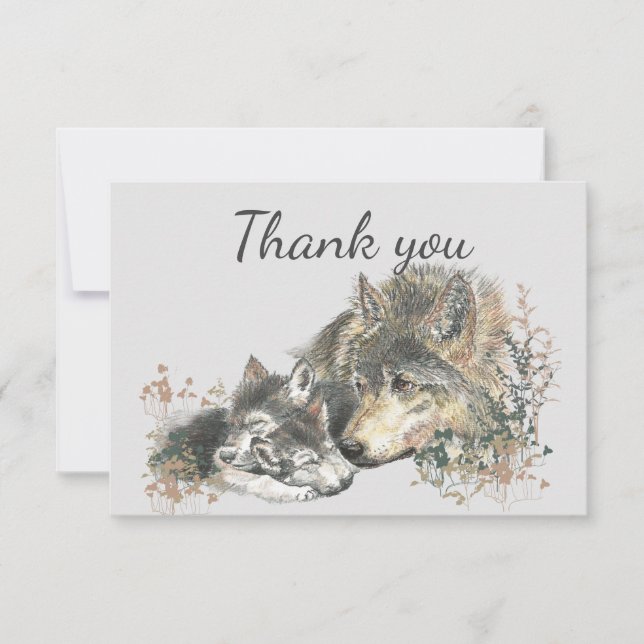 Tarjeta De Agradecimiento Gracias Wolf & Cub Parent Babysitter (Anverso)
