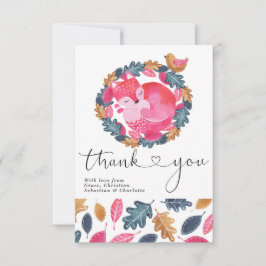 Tarjeta De Agradecimiento Gracias Woodland Dormir Pájaro Fox Y Salir
