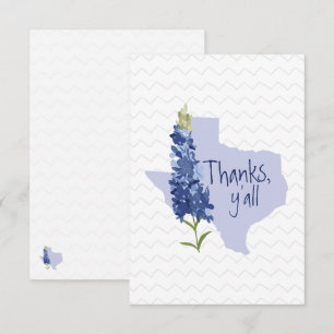 Tarjeta De Agradecimiento Gracias Y'all Bluebonnet Texas