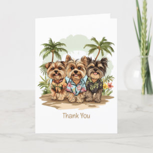 Tarjeta De Agradecimiento Gracias Yorkshire Terrier Dogs Hawaiian Camisetas