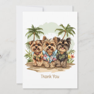 Tarjeta De Agradecimiento Gracias Yorkshire Terrier Dogs Hawaiian Camisetas