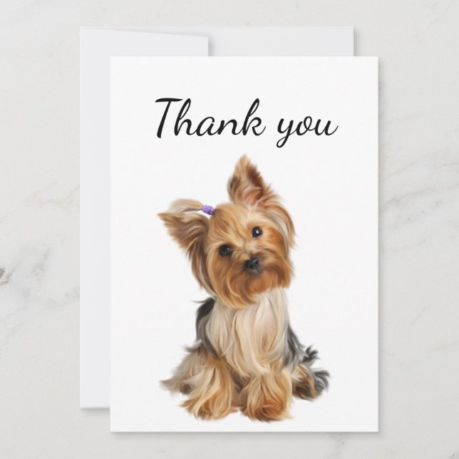 Tarjeta De Agradecimiento Gracias Yorkshire Terrier Yorkie Dog Mascota Anima (Anverso)