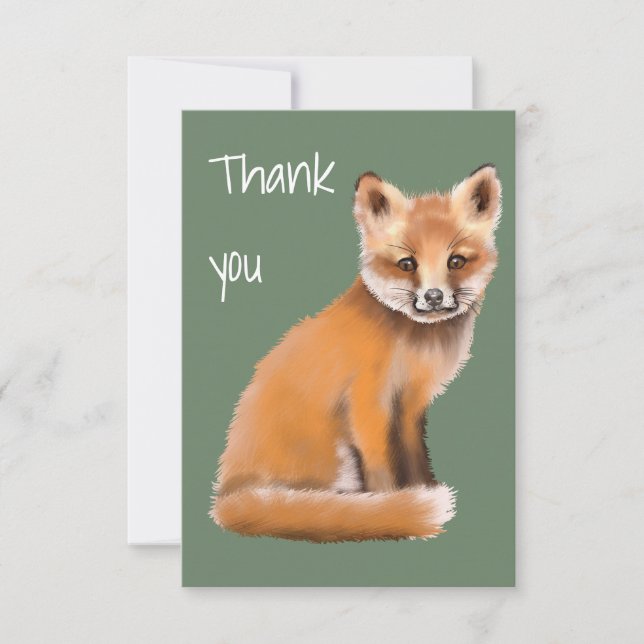 Tarjeta De Agradecimiento Gracias zorro rojo (Anverso)