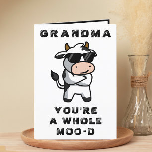 Tarjeta De Agradecimiento Graciosa Abuela De Moo De Vaca Feliz Cumpleaños