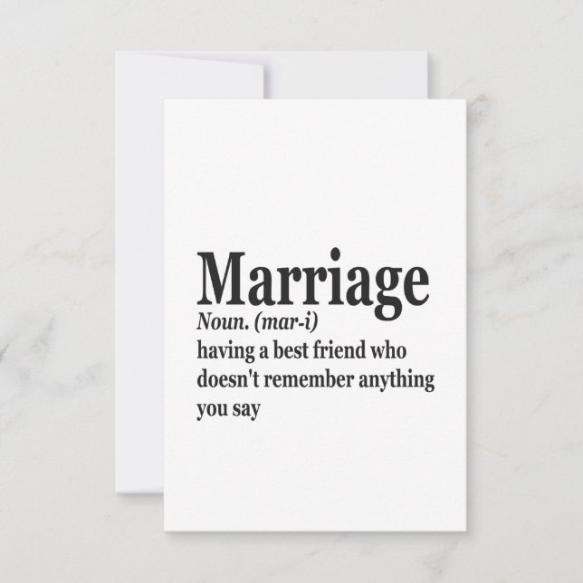 Tarjeta De Agradecimiento Graciosa definición de matrimonio regalo de esposa (Anverso)
