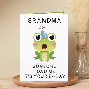 Tarjeta De Agradecimiento Graciosa Frog Toad Croak Abuela Feliz cumpleaños