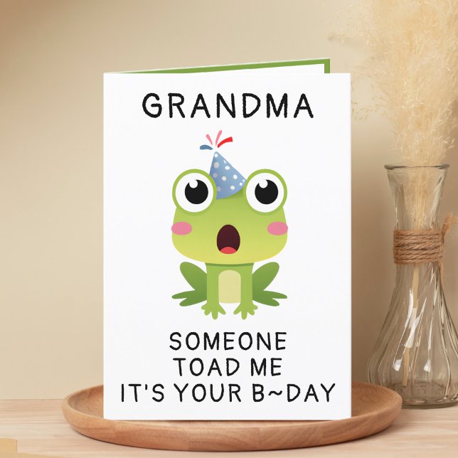 Tarjeta De Agradecimiento Graciosa Frog Toad Croak Abuela Feliz cumpleaños (Funny Frog Toad Croak Grandmother Happy Birthday Thank You Card)
