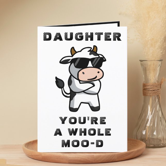 Tarjeta De Agradecimiento Graciosa hija de moho de vaca feliz cumpleaños (Funny Cow Moo Mood Daughter Happy Birthday Thank You Card)