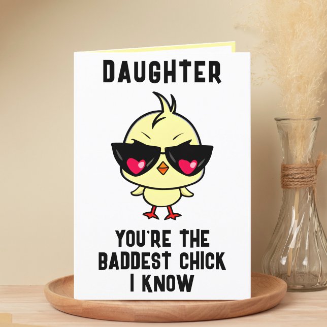 Tarjeta De Agradecimiento Graciosa hija de pollo con mala patata feliz cumpl (Funny Bad Chick Chicken Daughter Happy Birthday Thank You Card)