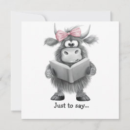 Tarjeta De Agradecimiento Graciosa Mano De Vaca De Highland, Por Decir