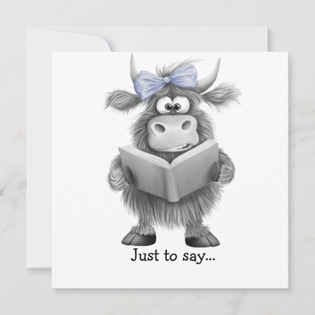 Tarjeta De Agradecimiento Graciosa Mano De Vaca De Highland, Por Decir (Anverso)