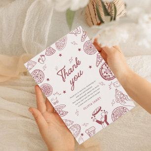 Tarjeta De Agradecimiento Graciosa pizza de parto especial para bebé