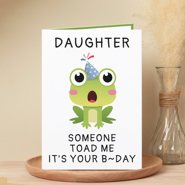 Tarjeta De Agradecimiento Graciosa Rana Tapo Croak Hija Feliz Cumpleaños (Funny Frog Toad Croak Daughter Happy Birthday Thank You Card)