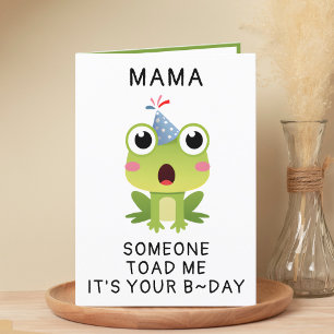Tarjeta De Agradecimiento Graciosa sapo sapo Croak Madre feliz cumpleaños