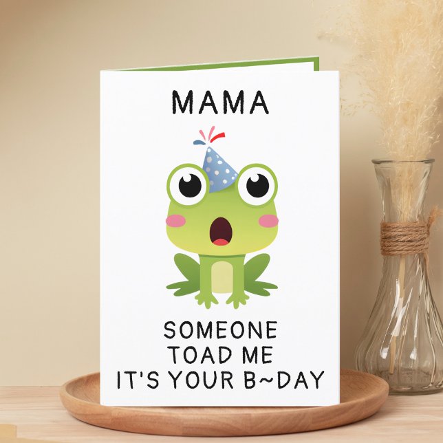 Tarjeta De Agradecimiento Graciosa sapo sapo Croak Madre feliz cumpleaños (Funny Frog Toad Croak Mother Happy Birthday Thank You Card)