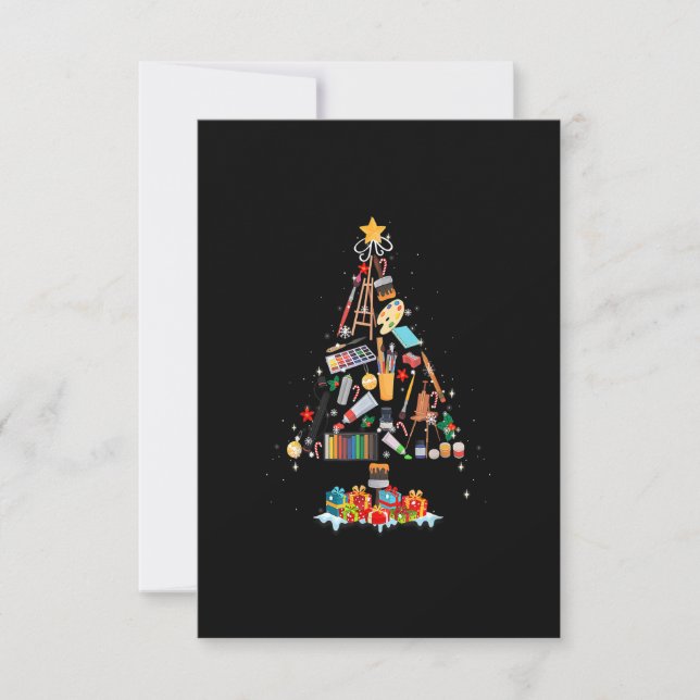 Tarjeta De Agradecimiento Gracioso arte navideño artista de decoración de ár (Anverso)
