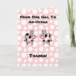 Tarjeta De Agradecimiento Gracioso Chica al Chica Personalizado Vaca Animal