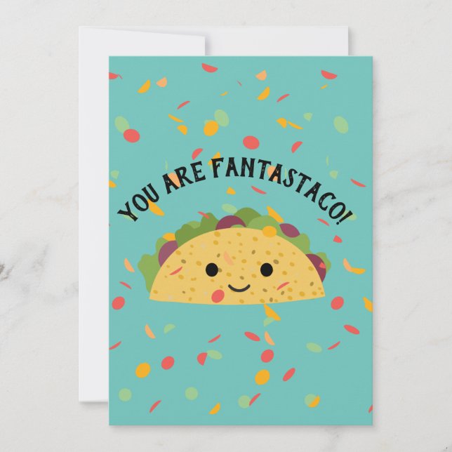 Tarjeta De Agradecimiento Gracioso eres Fantastaco Cute Kawaii Taco (Anverso)