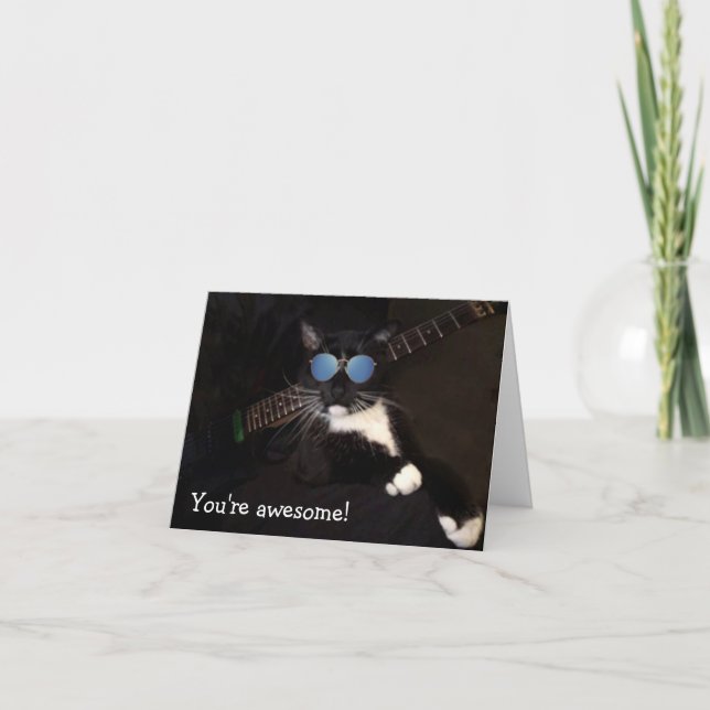 Tarjeta De Agradecimiento Gracioso gato de Guay Gracias (Anverso)