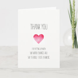 Tarjeta De Agradecimiento Gracioso gracias por aguantarme San Valentín